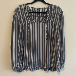 Blue and White Striped Top